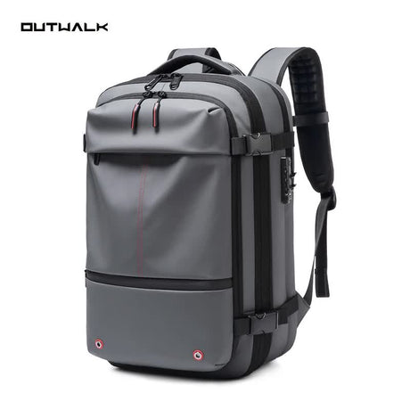 Gray Expandable Waterproof Laptop Backpack - Fits 17-Inch Laptop, Anti-Theft Design, Travel Friendly