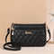 Black PU Leather Quilted Crossbody Bag for Women - Compact Multi-Compartment Shoulder Purse