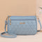 Light Blue PU Leather Quilted Crossbody Bag for Women - Compact Multi-Compartment Shoulder Purse