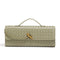 Light Green Luxury Woven PU Leather Clutch - Elegant Women's Evening Baguette Bag with Adjustable Shoulder Strap