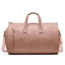 Champagne PU Leather Travel Duffel Bag - Large Capacity Waterproof Suit Bag with Shoe Compartment