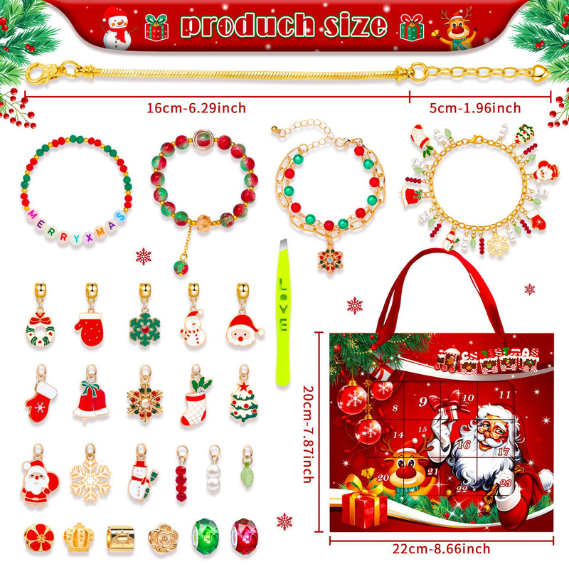 M-18 Christmas Jewelry Advent Calendar - DIY Charm Bracelet Kit with 24 Days of Surprises