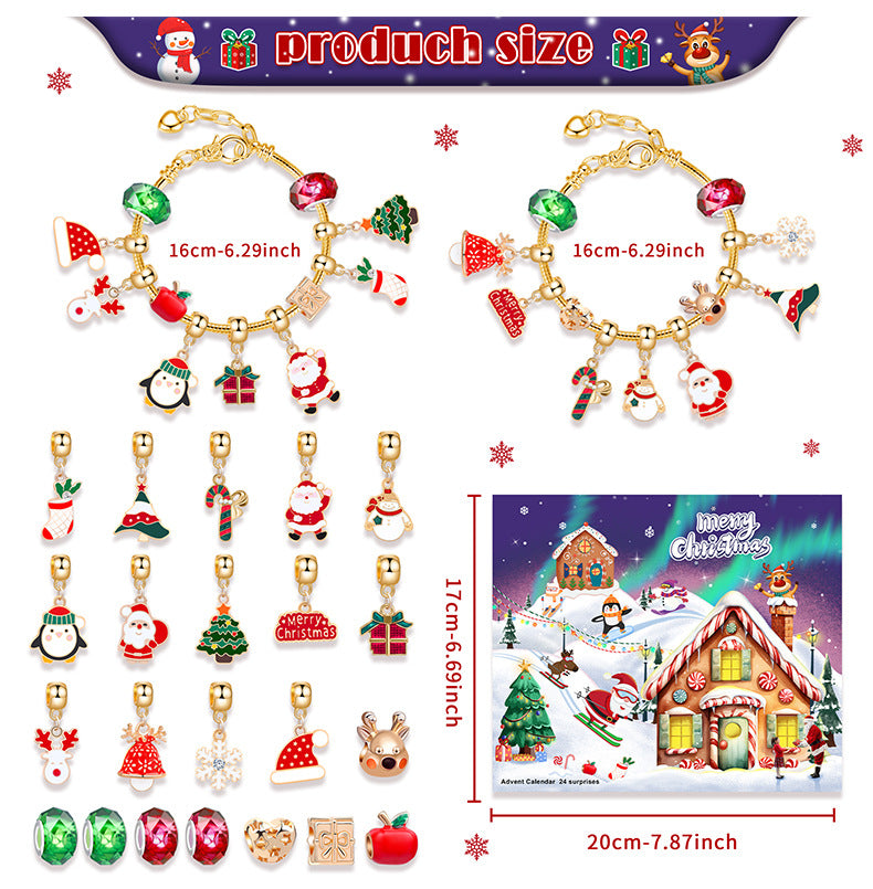 M-23 Christmas Jewelry Advent Calendar - DIY Charm Bracelet Kit with 24 Days of Surprises