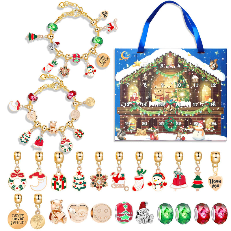 M-13 Christmas Jewelry Advent Calendar - DIY Charm Bracelet Kit with 24 Days of Surprises