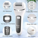 White Rechargeable Electric Foot File Callus Remover with LED Display and USB Charging