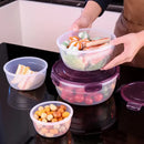 Green Round Plastic Food Storage Containers Set - Microwave-Safe Bento Boxes with Airtight Lids for Kitchen and Fridge