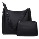 Black 2-Piece Women's Bucket Bag Set - Vintage Large Capacity Shoulder Tote & Crossbody Bag (Commuter Style)