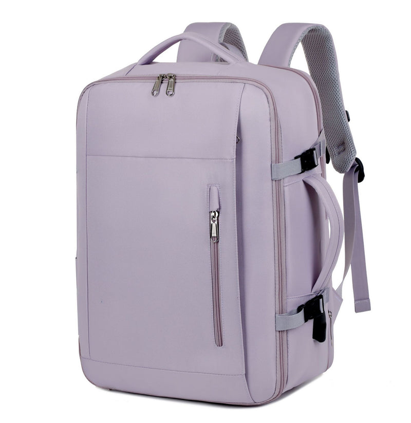 Purple Expandable Backpack with USB Port - Multi-Functional Outdoor, Commuter & Laptop Bag