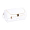 White Large Capacity PU Leather Travel Toiletry Bag - Portable Waterproof Makeup Organizer for Business & Vacation