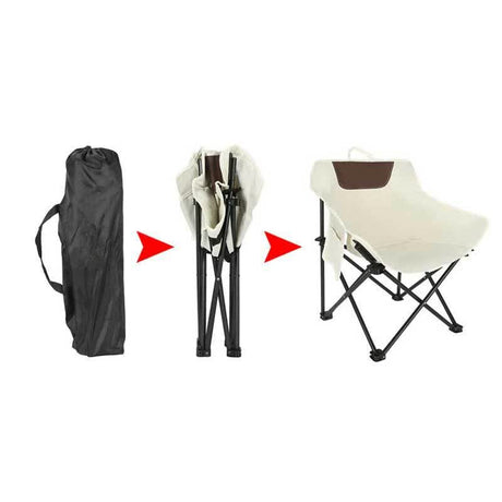 White Outdoor Folding Camping Chair – Portable Lounge Chair, Lightweight Beach Chair, Fishing Stool, and Picnic Seat, Perfect for Outdoor Adventures