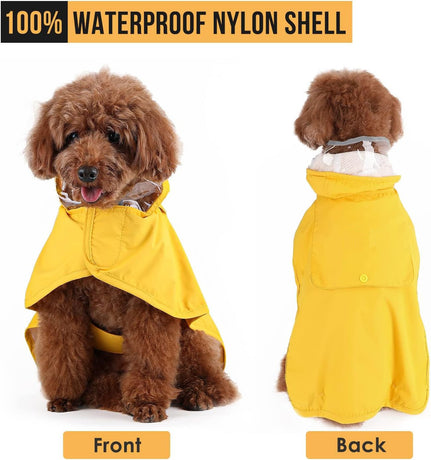 XXXL Yellow Reflective Adjustable Pet Raincoat with Hood - Waterproof Dog Jacket, Adjustable Dog Poncho for Outdoor Protection