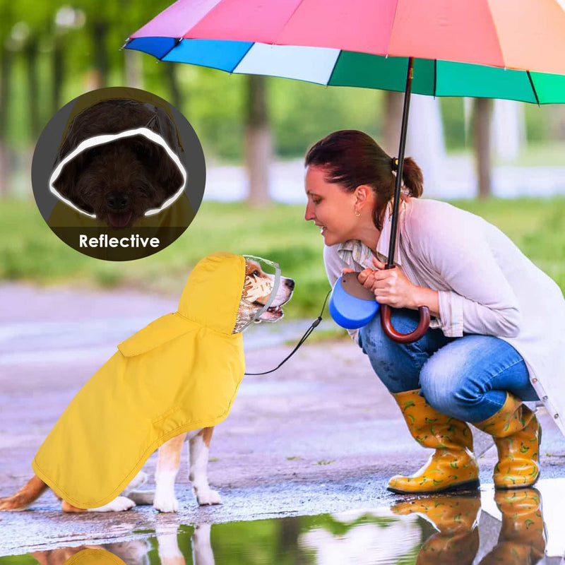 XS Orange Reflective Adjustable Pet Raincoat with Hood - Waterproof Dog Jacket, Adjustable Dog Poncho for Outdoor Protection