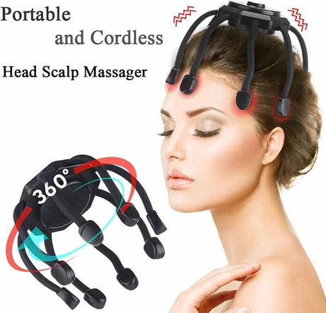 White Octopus Electric Scalp Massager for Stress Relief and Relaxation