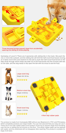 Yellow Interactive Slow Feeder Puzzle Toy for Dogs - Durable Pet Food Dispenser Bowl