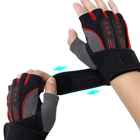 XL White Fingerless Workout Gloves with Wrist Support - Non-Slip, Breathable Gym Gloves for Weightlifting and Cycling