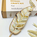 White-yellow DIY Mosaic Craft Kit - Wooden Feather Art Set for Kids and Adults