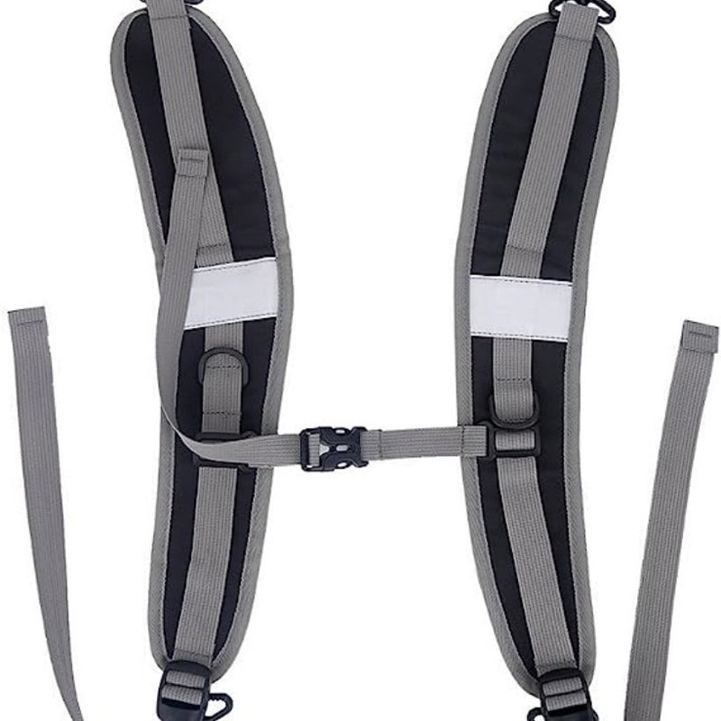 Black Adjustable Reflective double Harness with Clips - Versatile Shoulder Strap for Backpacks and Outdoor Gear