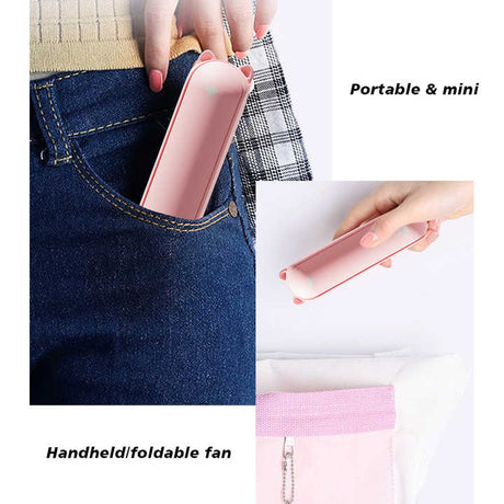 White Portable Foldable Mini Fan with USB Power Bank