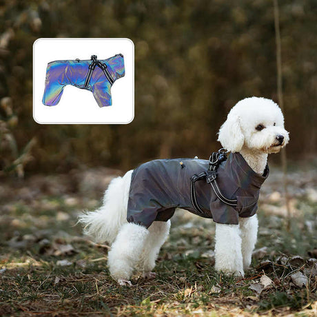 XXXL Laser Adjustable Waterproof Reflective Dog Raincoat with Harness Design