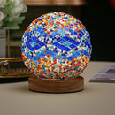 Wavy Blue Handmade Mosaic Glass Lamp - Vibrant Decorative Table Light