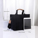 Black Stylish Canvas Briefcase Tote Bag with Large Capacity for Women