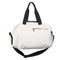 White Durable PU Leather Sports Gym Bag - Waterproof, Lightweight Travel Duffle Bag with Adjustable Strap