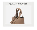 Grey Elegant Women's Leather Tote Handbag with Gold Lock Detail