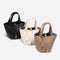 Beige Elegant Women's Leather Tote Handbag with Gold Lock Detail