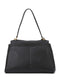 Elegant Black Leather Handbag with Gold Accents - Versatile Shoulder and Hand Carry