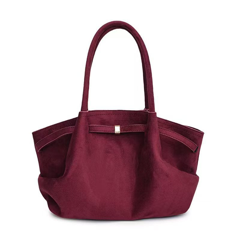 Purple-red Elegant Suede Tote Bag - Soft and Stylish Handbag for Everyday Use