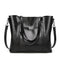 Black Fashionable Soft Leather Women's Handbag, Large Capacity Shoulder & Crossbody Tote, Casual Bucket Bag