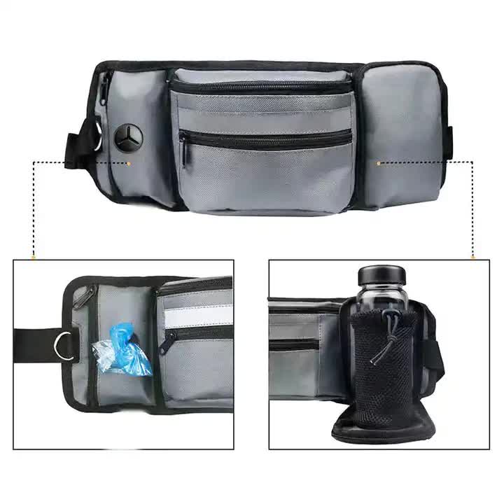 Black Portable Dog Training Bag - Multi-Function Pet Snack Pouch, Waste Bag Holder, and Training Waist Bag for Dog Walking and Outdoor Adventures