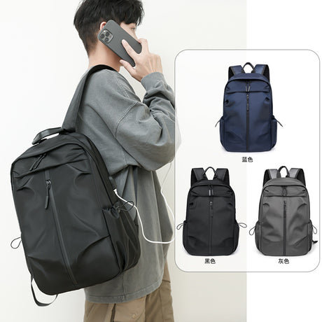 Dark Blue Casual Korean Style Backpack - Versatile Laptop Bag for Students, Business, and Travel - Fashionable and Practical