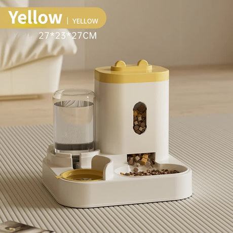 Yellow Automatic Pet Feeder and Water Dispenser - Smart Dog Bowl & Cat Feeder, Universal Pet Feeding Station, Electric Pet Water Fountain