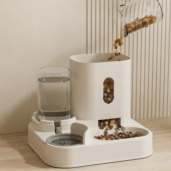 Yellow Automatic Pet Feeder and Water Dispenser - Smart Dog Bowl & Cat Feeder, Universal Pet Feeding Station, Electric Pet Water Fountain