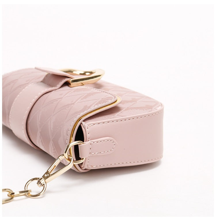 Pink Elegant Quilted Chain Shoulder Bag for Office Professionals | Simple and Fashionable Small Square Bag for Women