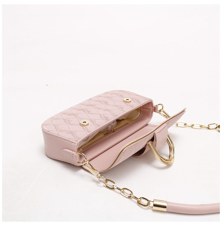 Pink Elegant Quilted Chain Shoulder Bag for Office Professionals | Simple and Fashionable Small Square Bag for Women