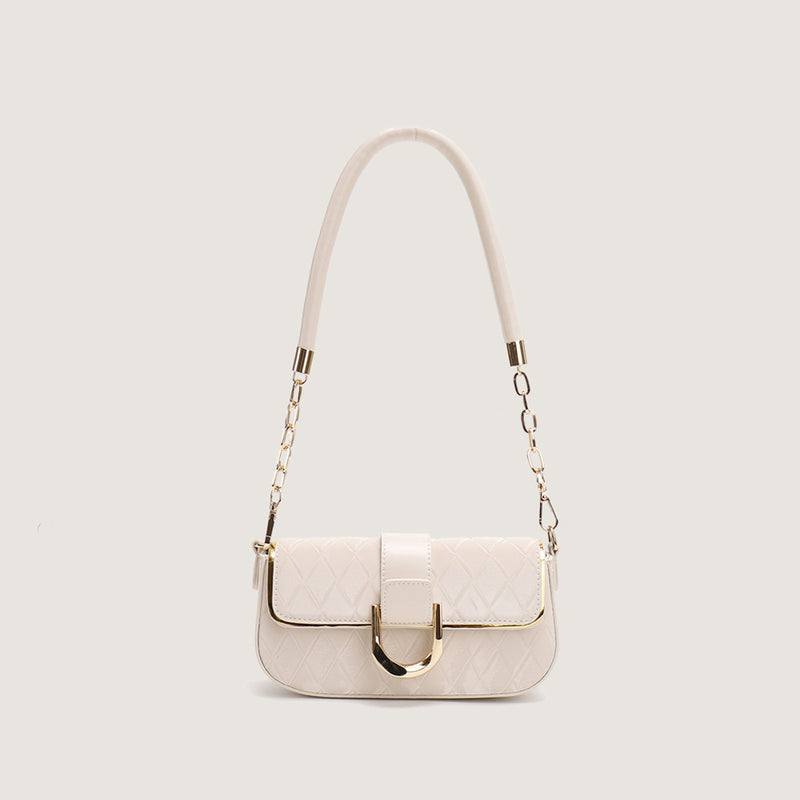 White Elegant Quilted Chain Shoulder Bag for Office Professionals | Simple and Fashionable Small Square Bag for Women