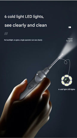 White Rechargeable Visual Electric Ear Cleaner with LED Light – Safe and Effective Ear Wax Removal Tool for Adults and Children