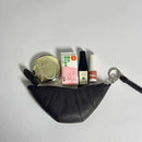 Silver Cute Crossbody Coin Purse | Mini Croissant Design Shoulder Bag | Small PU Leather Portable Makeup & Earphone Pouch