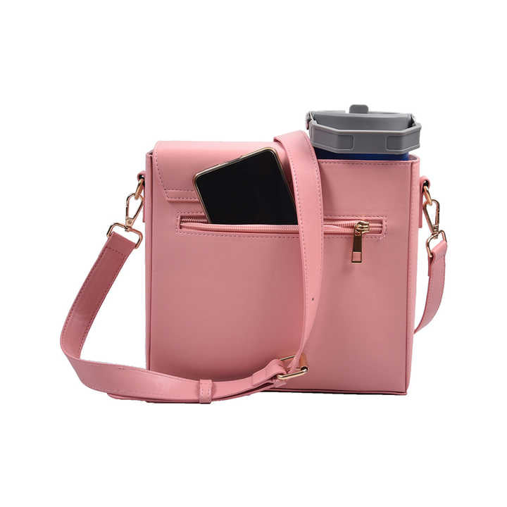 White Portable Beverage Bottle Cup Holder Bag | Trendy Crossbody Design for Daily Commute（No water cup）