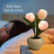 White Flowers USB Tulip Night Light - Bedroom Decor Table Lamp with PU Flowers & Ceramic Pot, Perfect Gift for Family & Friends