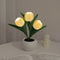 Yellow Flowers USB Tulip Night Light - Bedroom Decor Table Lamp with PU Flowers & Ceramic Pot, Perfect Gift for Family & Friends