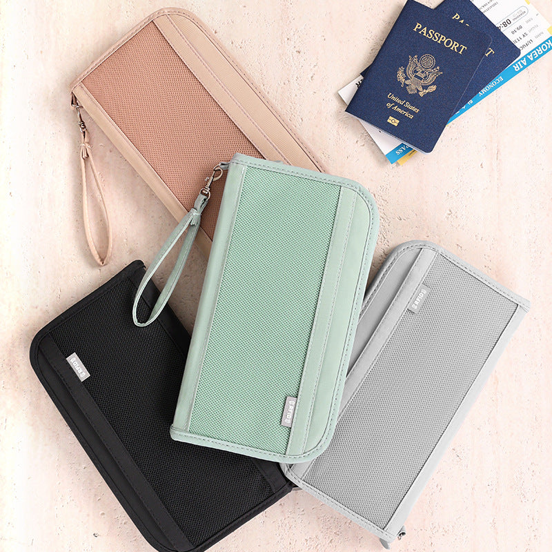 Green Portable RFID Blocking Travel Passport Holder with Large Capacity