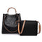 Black Elegant Embossed PU Leather Tote Bag for Women - Large Capacity Handbag with Inner Pouch