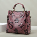 Purple Elegant Embossed PU Leather Tote Bag for Women - Large Capacity Handbag with Inner Pouch