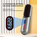 White Rechargeable Portable Ionic Hair Straightening Comb - USB Wireless Travel Hair Style