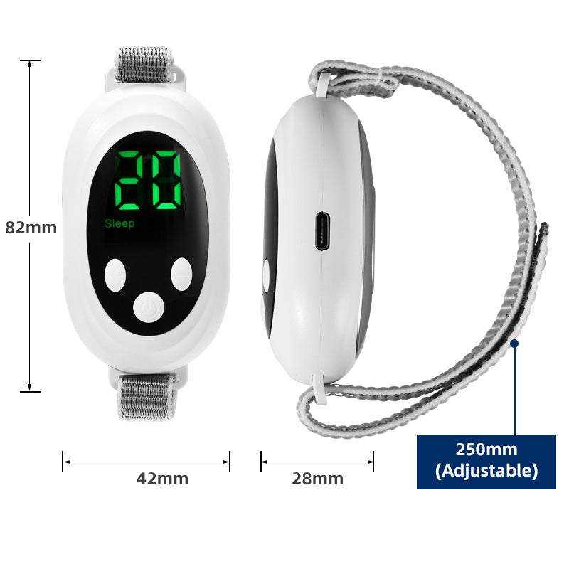 White Portable Sleep Aid Device - EMS Pulse Relaxation & Stress Relief Gadget with LED Display, Adjustable Wrist Strap