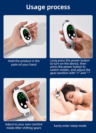 White Portable Sleep Aid Device - EMS Pulse Relaxation & Stress Relief Gadget with LED Display, Adjustable Wrist Strap