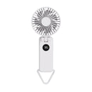 White Portable Handheld Fan with 2000mAh Battery - 3-in-1 Design for Desk, Handheld, and Hanging Use (Model Q3)